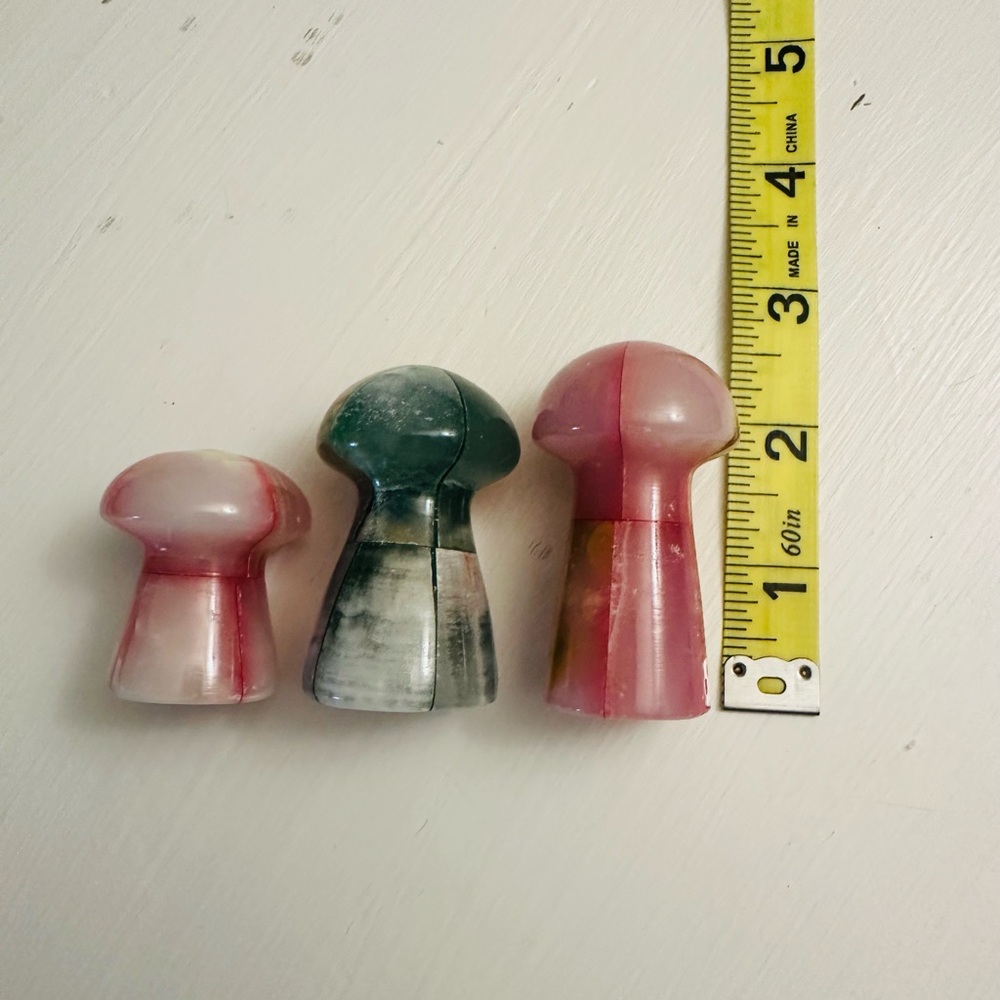 Set of 3 Customized Pink/Green Agate Mushroom Crystals - Picture 7 of 7
